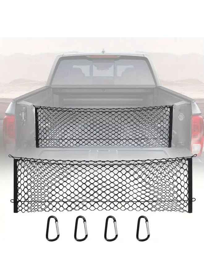 Black Heavy Duty Nylon Cargo Net Organizer with Hooks for Truck Bed Storage - Image 1